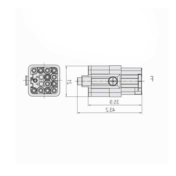 Female core, cold-pressed, suitable for H3A shell, HQ-012-F, 09120123101